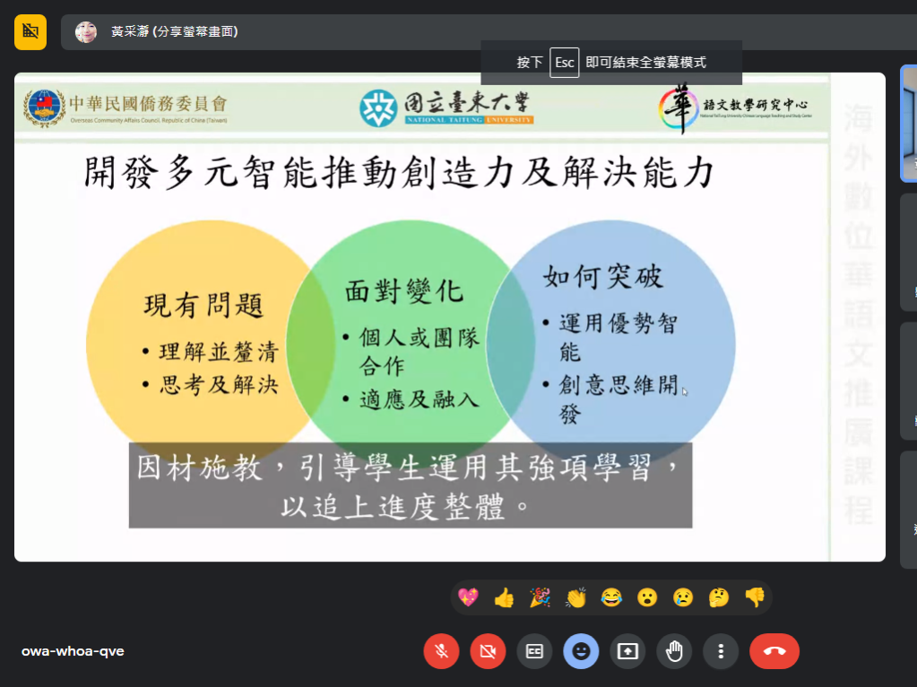 112年海外數位華語文推廣計畫美中南組線上進階課程結業圖片